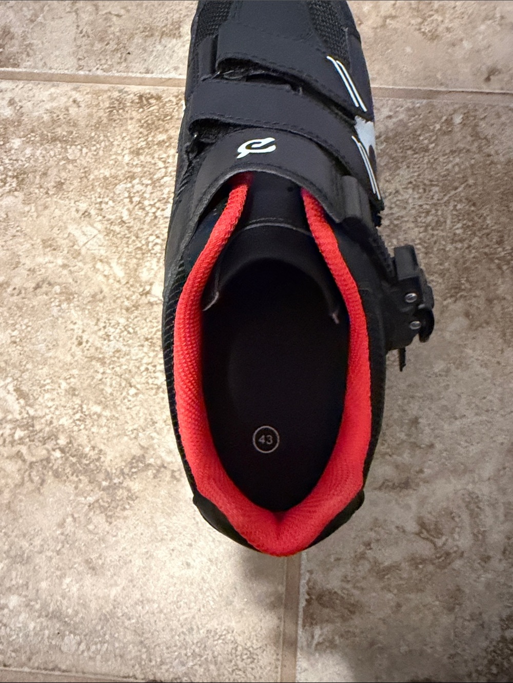 Peloton Black Cycling Shoes with Red Interior and White Accents - Picture 4 of 4